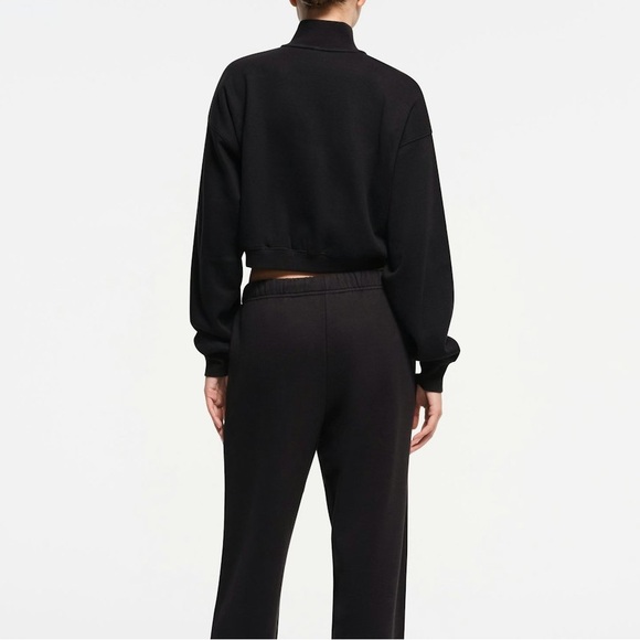 SKIMS COTTON FLEECE CROPPED HALF ZIP PULLOVER ONYX L - Picture 6 of 7